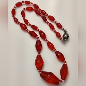 True Art Deco Czech Pressed Glass Necklace Vintage